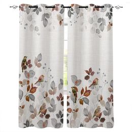 Curtain Rural Wind Leaf Mockingbird Curtains For Windows Drapes Modern Printing Living Room Bedroom