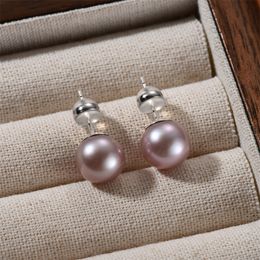 French Colorful Natural Champagne Purple Pink Pearl Earrings for Women's Top Light Luxury High-end Charm Fashion Jewelry Gift