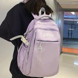 Backpack Unisex Large Capacity Multiple Pockets Students Minimalist Style Boys Girls Schoolbag Waterproof Travel Bag Book Pack