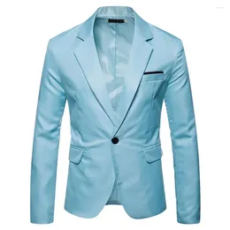 Men's Suits Stylish Men Blazer Streetwear Suit Coat Regular Sleeve Pure Colour Lapel Soft