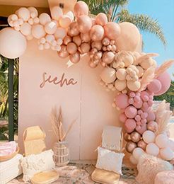 Party Decoration 116pcs Retro Pink Balloon Arch Garland Kit Backdrop Baby Shower Rose Gold Wedding Celebration Balloons Globos3973153