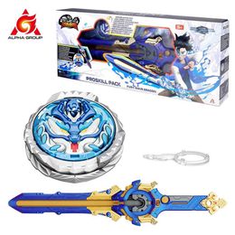 4D Beyblades Infinity Nado 6 Proskill Pack - Angry Wave Dragon Radiant Rotating Top Sword Launcher with Optional Rotation Direction for Childrens Toys Q240430