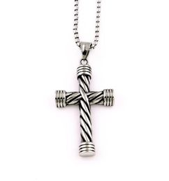 European American new style cross pendant retro necklace fashionable men and women religious stainless steel ed stripe cross 2827163