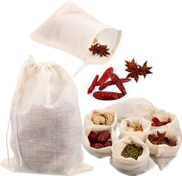 100 Pieces Reusable Drawstring Soup Bags Muslin Bag Straining Cheesecloth Bags Soups Gravy Broth Brew Stew Pouch for Coffee Tea B3219281