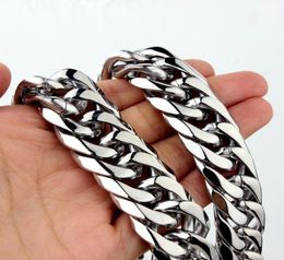 Necklaces Custom Length 161921mm Width Heavy Silver Colour Cut Curb Cuban Chain 316l Stainless Steel Mens Necklace or Bracelet 78828008