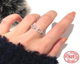 Fashion 100 925 Sterling Silver Rings Chain Link Lab Diamond Ring Wedding Engagement Rings Jewellery Gift for Women XR4502996738