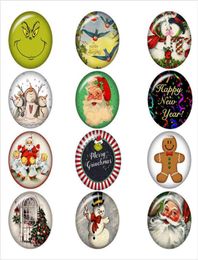 50PCS Mixed Ginger Christmas Snowman Santa Claus For DIY 18MM Glass Button Snap Bracelet Necklace Jewelry2952845