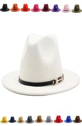 Felt hat wedding buckle fashionable fedora hats men wide brim wool With leather Band autumn winter pink fascinator womens hats1899065
