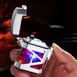 Mecha Transparent Double Arc Lighter Metal Cool Windproof Usb Lighter Business Gift