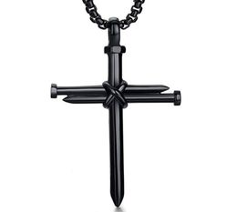 Titanium Steel Nail Prayer Mens Necklace Pendant Punk Style Personality Male Necklaces Jewellery Gift 4 Colors1853646