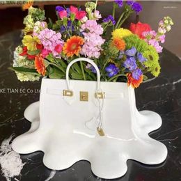Vases Creatitive Resin Flowers Bag Vase Home Decor Study Office Dining Table For Living Room Luxury Sculpture