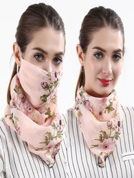 Scarf Face Mask Women Dustproof Mouth Cover Summer Chiffon Handkerchief Outdoor Windproof Half Face Dustproof Sunshade Masks5602363