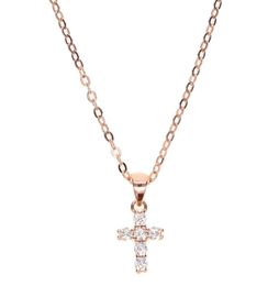 high quality gold filled 925 sterling silver pave tiny cute cross pendant chocker necklace designer necklace for women9526607