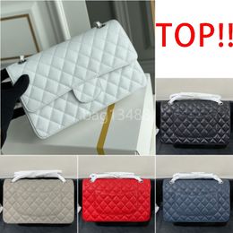 high quality designer bag classic flap bag woman luxury handbags 25cm medium double flap bag crossbody shoulder chain bag with box fashion white quilted purse wallet