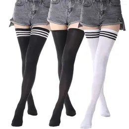 Women Socks Ladies Girls Long Tube Black White Striped Sexy Over Knee Thigh High The Stockings
