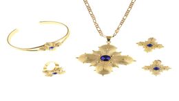 Ethiopian Cross Sets Jewellery Pendant Necklace Earrings Ring Bangle African Bridal Wedding Gift3347207