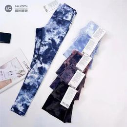 Men's Suits Lemon Women Tie Dye Yoga Tight Fit Leggings High Waist Sport Nine Points Pants Quick Drying Elastic Running Fitness Sports