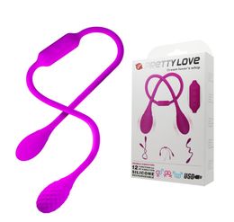 Pretty Love Usb Rechargeable 12 Speeds Double Head Vibratorserotica Adult Sex Toys For Women And Menclitoris Massage Y190612022992860