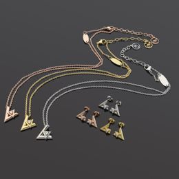 New Design Titanium steel women necklace Large and small V letters interlocking single diamond pendant necklaces earring Designer Jewelry LVN001