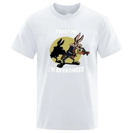 Men's T-shirt Rabbit Print Trust Me Im An Engineer Men's Fashion Retro Casual Loose Round Neck Engineering TEE