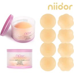 Niidor 8pcs Silicone Nipple Cover Reusable Women Bra Sticker Breast Petal Strapless Lift Up Bra Invisible Boob Pad Chest Pasties 240418