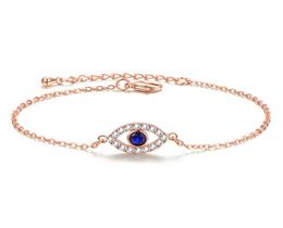 Blue Evil Eye Charm Bracelet Crystal Zircon Link Chain Bracelets Fashion Vintage Bangles for Women Girls Statement Iced Out Rhines6865041