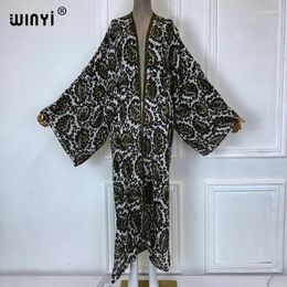 Europe Pleated Dress Fashion Beach Wear Elegant Africa Women Cardigan Holiday Retro Print Kimono Cover-ups For