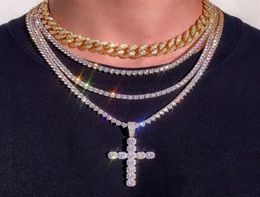 KRKC Custom CZ Tennis Jewelry Choker Set Men Women Rhodium Gold Plated Sier Pave Cubic Zirconia Diamond Tennis Chains Necklace272b5010999