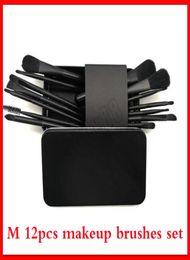 Makeup Brushes M 12pcs Makeup Brush Designer Black Eyeshadow Foundation Powder Blush Lip Make Up Tools 12pcsset 3types3981104