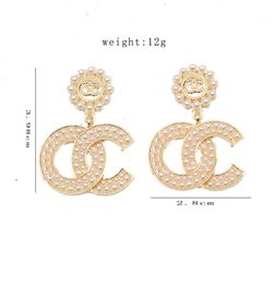 Ladies 18K Gold Plated Luxury Brand Designers Big Letters Stud Earrings Classic Geometric Women 925 Silver Crystal Rhinestone Pear5390141