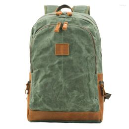 Backpack Waxed Rucksack Durable Stitched Cowhide Dew Outdoor Camp Women's Mountaineering Bag