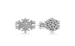 Authentic 925 Sterling Silver Shiny snowflakes Earring logo Signature Original Box set for Jewellery Stud Earring Women Earrings4504029