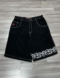 Printed High Waist Denim Shorts for Men American Retro Fashion Street Loose Trousers Harajuku Style Hip Hop Jeans 240429