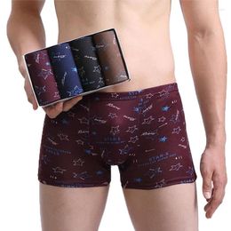 Underpants 4pcs/Lot Men's Panties Seamless Male Printed Man Pack Shorts Boxers Underwear Fashion Mens Boxer Large Size XL-4XL