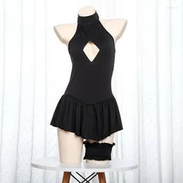 Black Neck Openwork Dress Japanese Anime My King Cos Swimsuit Costume Pool Party Backless Swimwear Uniform Cosplay