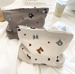 Cute Cat Makeup Bag Japan Style Cosmetic Organiser For Women Make Up Pouch Cotton Fabric Travel Cosmetic Bag Zipper Beauty Case 222067904