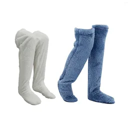 Women Socks Thigh High Fleece Protector Knee Long Boot Stockings Plush Over For Men Living Room Dorm