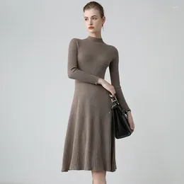 Casual Dresses Women's Half Turtleneck Cashmere Mid-Length Autumn And Winter Overknee Sweater Dress Slimming Knitted Wool Base Long Skirt