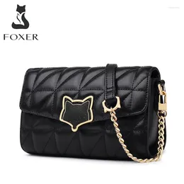 Bag FOXER 2024 Fashion Pillow Space Pad Cow Leather Women Shoulder Messenger Bags Casual Lady Handle Crossbody Brand Purse