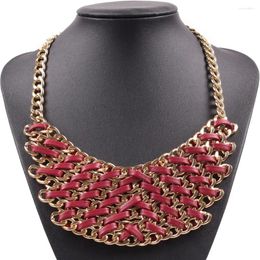 Chains Gold Color Chain Big Pendant Necklace Fashion Brand Leather Braided Chunky Statement For Women Jewelry Wholesale