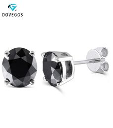 DovEggs Sterling Solid 925 Silver 2ctw 65mm Black Round Moissanite Diamond Stud Earrings For Women Push Back Earring Jewellery CJ197644849