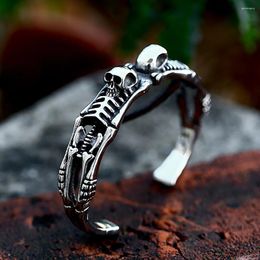 Bangle Design Men's Punk Skull Bracelets Stainless Steel Double Charm Brecelet Male Gothic Fashion Jewellery Gifts Drop