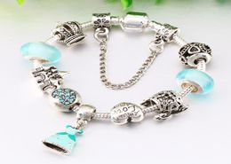 DIY Strands bracelet light blue dispersion bead and princess skirt pendant Jewellery whole4434868