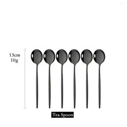 Coffee Scoops 6Pcs Tea Stir Mini Spoons Small Mirror Stainless Steel Spoon Kitchen Accessories Black Rose Gold Teaspoon Set Wholesale