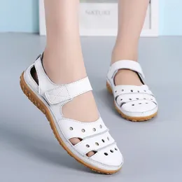 Casual Shoes 2024 Summer Sandals Large Size Hollow Hole Women's Single Breathable Small White