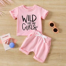 Clothing Sets Toddler Baby Girl Summer Clothes Wild Like My Curls Short Sleeve Letters Print T-shirt Tops With Shorts 2Pcs Outfits Set