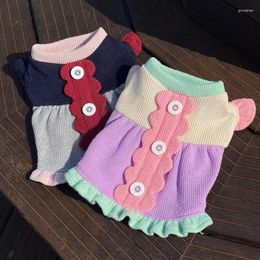 Dog Apparel Sweet Princess Dress Pet Clothing Knitting Sweater For Small Dogs Clothes Autumn Cute Girl Candy Colour Chihuahua Cats Ropa Perro