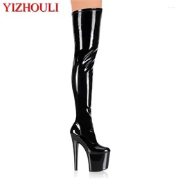 Dance Shoes Sexy Over-the-knee Boots With 17cm Heels Stage Party Runway And Pole For Models 7-inch Zipper