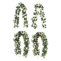 Decorative Flowers Artificial Green Leaf Vines Eucalyptus Garland With Table Centerpiece Floral For Door Home Holiday Wall Decor