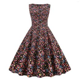 Casual Dresses On Sale Clearance Womens Evening Party Dress Flower Prints Big Skirt Zipper Vestidos Elegantes Feminino